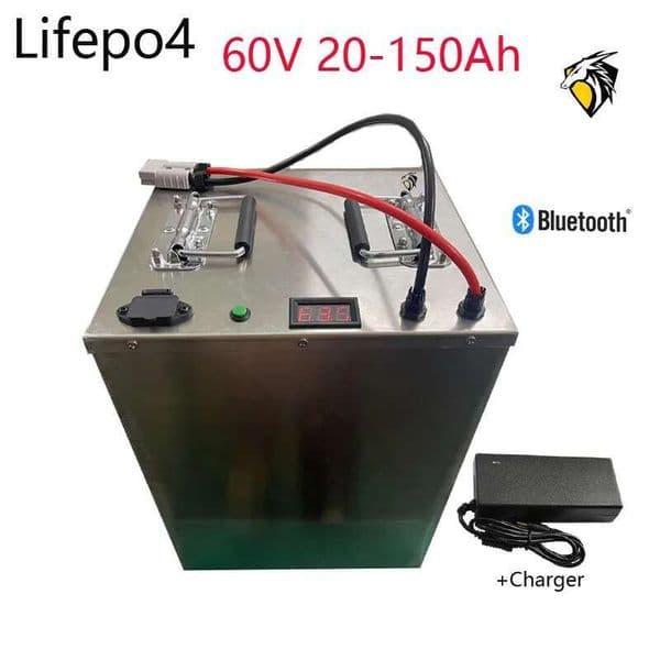 100Ah 60V 60Ah 80Ah 30Ah 60V 40Ah 150Ah 120Ah lifepo4 Lithium battery with Bluetooth APP BMS for Scooter boat + charger