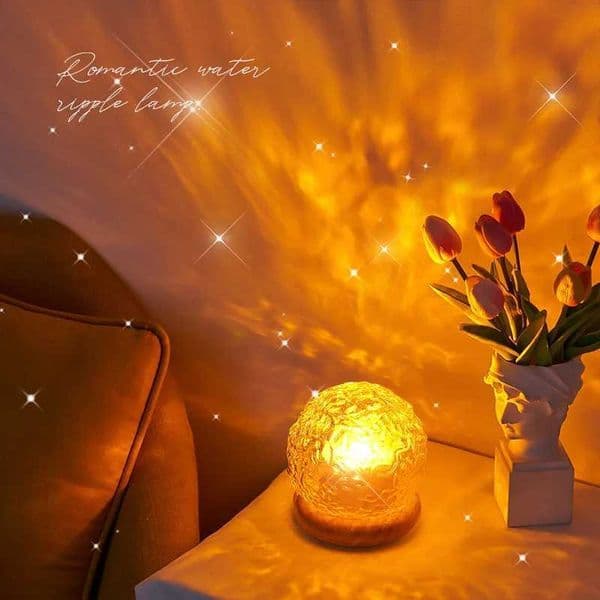 New Water Ripple Projector Night Light Crystal Mood Lamp Decoration Home Houses Bedroom Aesthetic Christmas Gift Sunset Lights Z250618