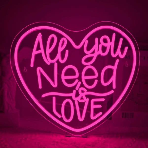 Neon Signs All You Need is Love LED Neon Light Heart Shape Pink Neon Sign Wall Hanging Decor Wedding Birthday Party Decor Z250618