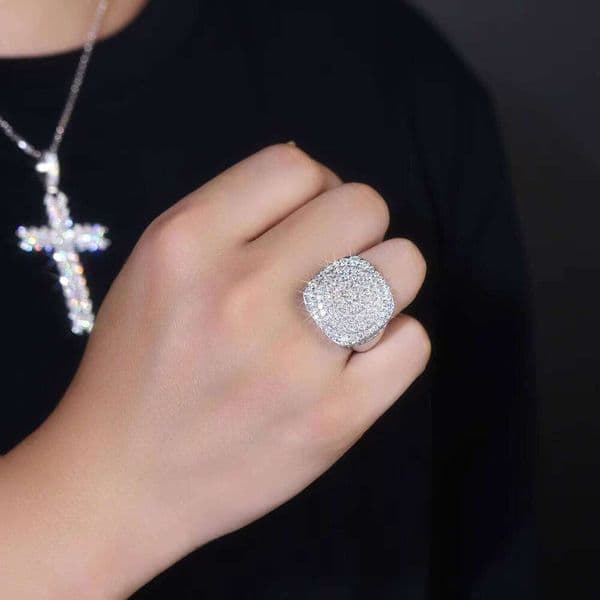 DE Design Cluster Flower Men's Hip Hop VVS1 Moissanite Ring for Men