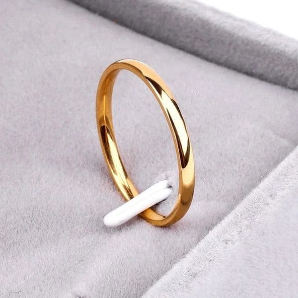 Ramos 2mmStainless Steel Rings Gold colour Antiallergy Smooth Simple Wedding Couples Bijouterie 250605