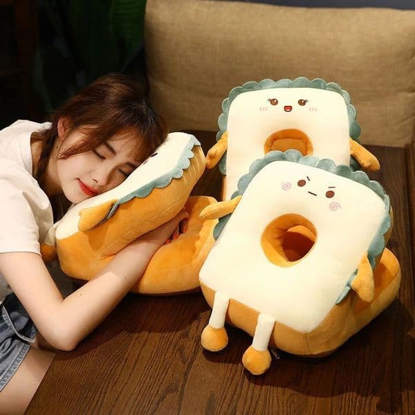 Creative Plush Ice Silk Toast Double Sided Pillow for Summer Napping Children Napping Lying Down Pillow Girls Sleeping Pillow 250618