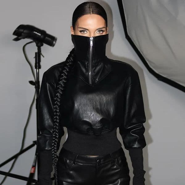 Women Black PU Leather Pullover Jackets Zipper Turtleneck Full Sleeve Wide Waist Slim Sweatshirts Casual Coat Y2K Streetwear Top 250618