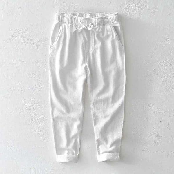 Cotton Linen Pants for Men Solid Color Casual Fashion Trousers Male Elastic Waist Straight Pants Plus Size 4XLXJ250618