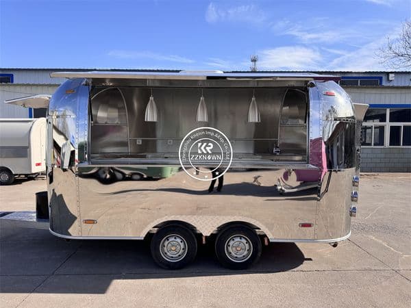 Fast Food Truck Fully Equipped Stainless Steel Catering Trailer Mobile Kitchen Street Restaurant Fully Equipped Concession Food Trailer Kiosk
