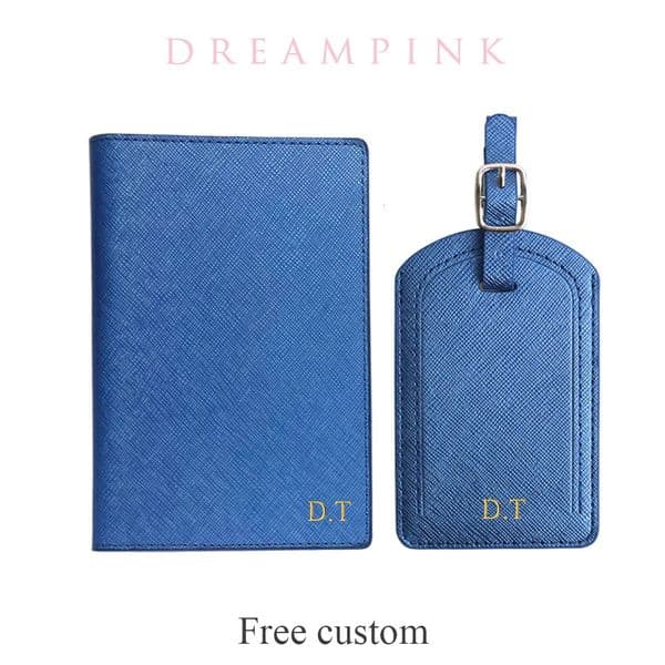 Custom Name Passport Cover Luggage Tag Set Fashion Saffiano PU Leather Ticket Holder Personalize Letters Travel Purse 250614BJ