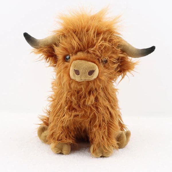 25cm Simulation Stuffed Highland Cow Animal Doll Plush Toy Room Decor Birthday Holiday Gift for Kids 250618 T260529