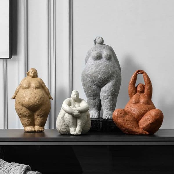 Resin Fat Lady Statues Decoration Modern Character Figurines for Interior Decorative Yoga Figures Sculpture Home Decor Loft Gift 250618