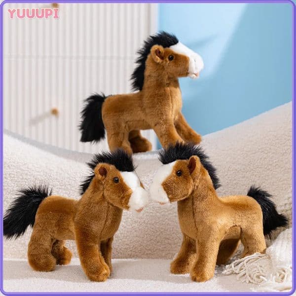 Lifelike Horse Plush Toys Stuffed Steric Standing Horse Toys For Children Funny Game Props Pretty Decora For Room Birthday Gifts 250618