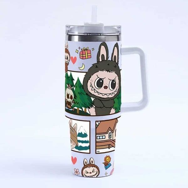 Labubu Stainless Steel 40oz Large Capacity Cute Insulated Cup for Students High Beauty Straw Water Cup M250620