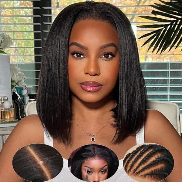 12 Inch Bob Wig Human Hair 13x4 Straight Lace Front Wigs Human Hair 180% Density 15A Straight Bob Wigs For Black Women Pre Plucke Synthetic