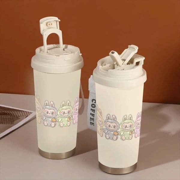 Labubu Cartoon Insulated Cups Leakproof Girls Water Bottle Labubu Cute Sports Outdoor Cute Labubu High Temperature Resistant W250618