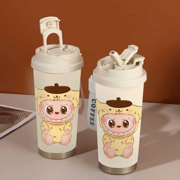 Cute Labubu Cartoon Insulated Cups Straw Drinking Girl Straw Cup Labubu Periphery Cartoon Characters Outdoor Sports Fitness W250618