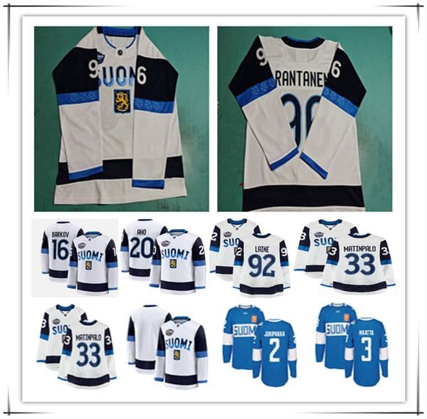 2025 Four 4 Nations Finland Ice Hockey Jerseys Aleksander Barkov Mikael Granlund Sebastian Aho Patrik Laine Olli Maatta Mikko Rantanen Esa Lindell Anton Lundell