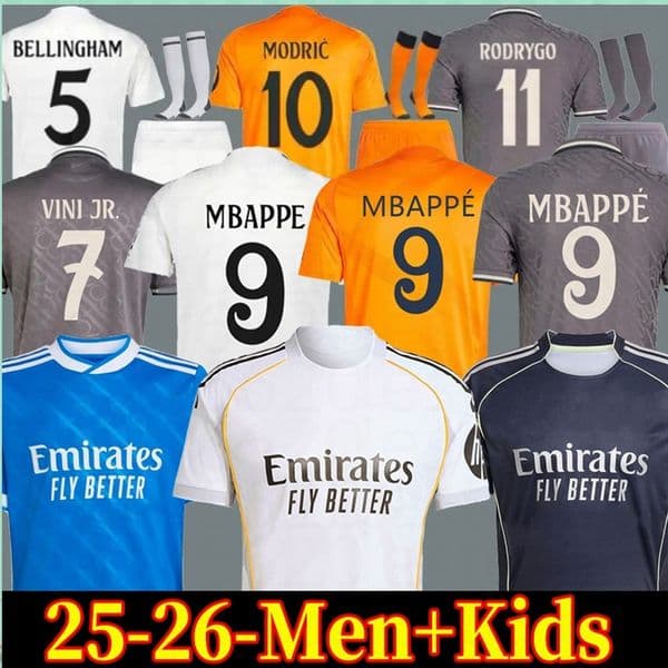 Reals MBAPPE BELLINGHAM VINI MadrIdS 25 26 soccer jerseys MODRIC RODRYGO VALVERDE ENDRICK 2025 2026 Football Shirts CARVAJAL Men Kids Kit uniforms