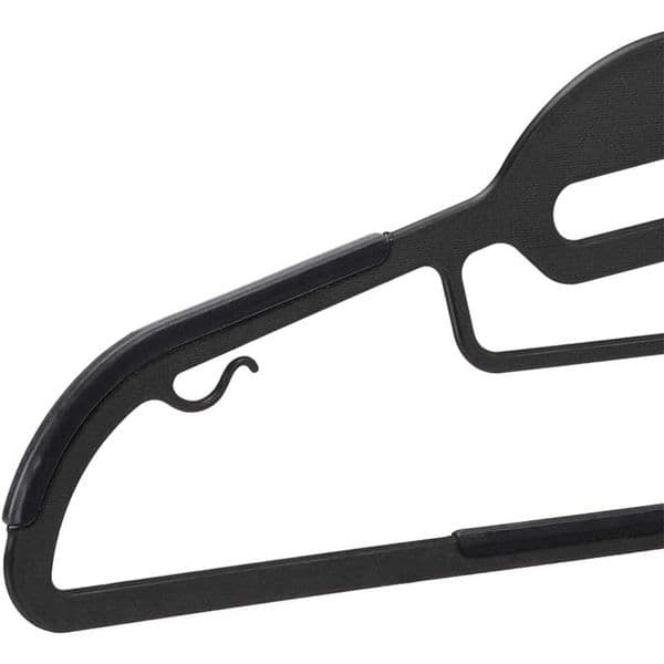 Anti slip heavy-duty plastic hanger with rubber and horizontal bar, set of 50, gray