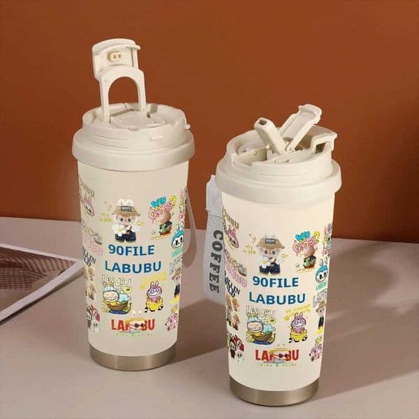 Labubu Cartoon Insulated Cups Large Capacity Children Adults Water Bottle Labubu Periphery Kawaii School Labubu Gift W250618