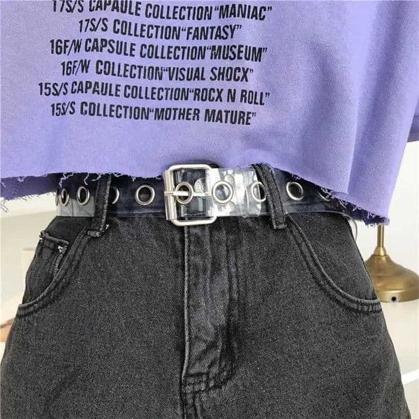 Women Clear Full Grommet Belt Female Designer Punk Rivet Pin Buckle Waist Resin Plastic PVC Trouser Jeans Transparent Belts XJ250620