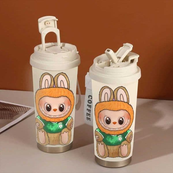 Cute Labubu Cartoon Insulated Cups Leakproof Girl Straw Cup Labubu Periphery Anime Cartoon Outdoor Sports Fitness Holiday Gift W250618