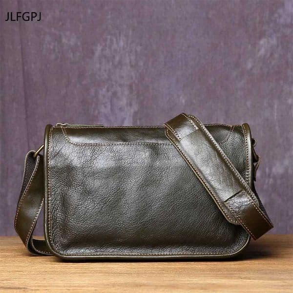 Handmade Genuine Leather Shoulder Backpack Mens Original First Layer Cowhide Plain Color Casual Fashion Messenger Bag Z250621