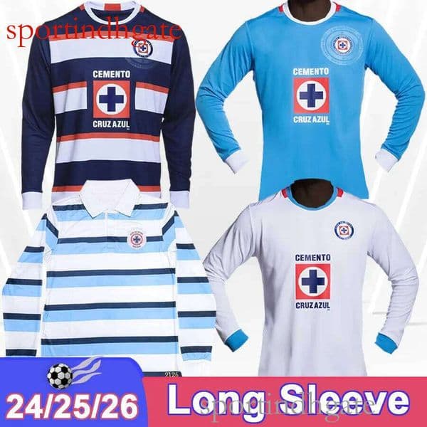 Men's Long Sleeve Soccer Jersey: Cruz Azul Inspired Fan Apparel - Multiple Player Options, Home, Away & Goalkeeper Styles