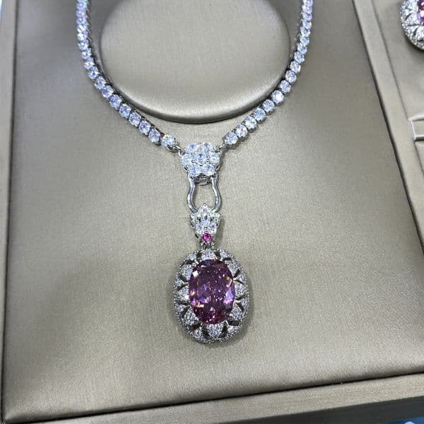 Back Cover Starry Sky Cut Dried Rose Three-piece Set Full Diamond Free Delivery Luxurious Model Open Ring For Women Designer Necklace Elegant Pendant Earrings Set