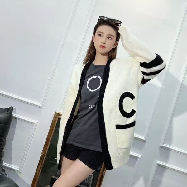 Women's jackets, designer luxury knitted embroidered lettered cardigan jackets, long-sleeved V-neck jackets