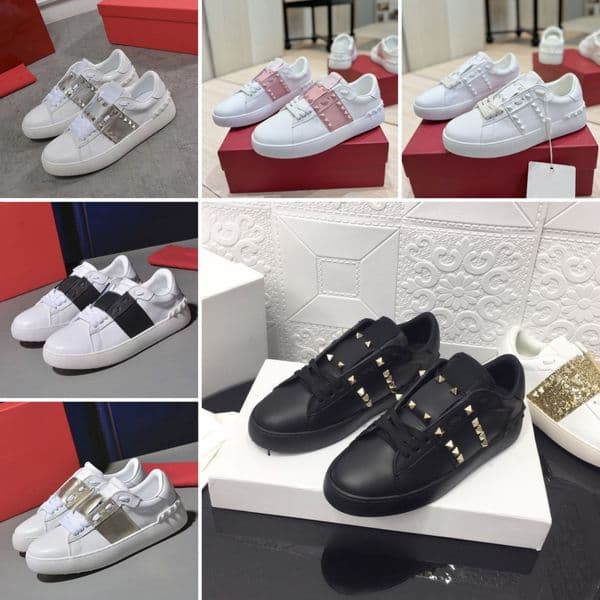 shoes luxury shoes men designer shoes womens trainers mens shoes casual shoe campus rivet masonry low top flat sneakers luxury leather thick soled retro black white