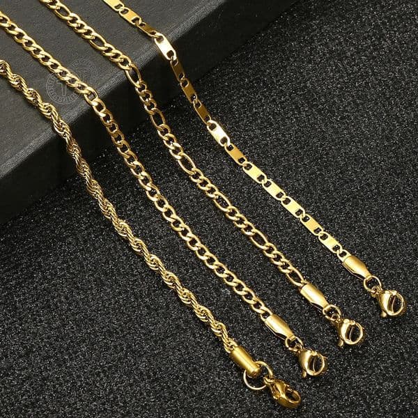 Minimalist Metal Anklet Gold Color Stainless Steel Figaro Rope Curb Link Leg Chain Basic Chic Lady Girl Jewelry 10inch 250606