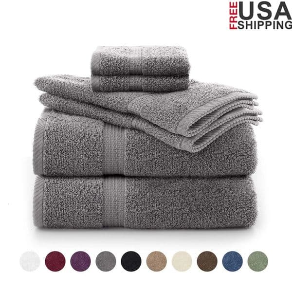 6Piece Towel Set 600 GSM 100 Cotton Ultra Absorbent Soft Daily Use Bath Towels Hand Washcloths Quick Dry Machine 250618