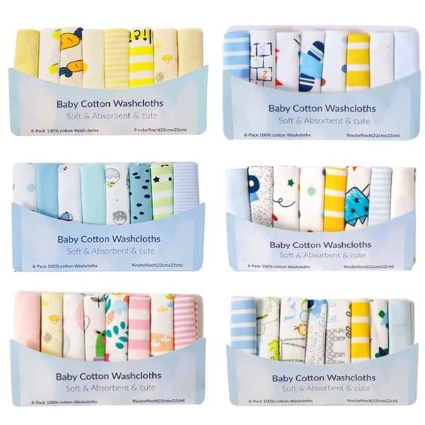 5/8 Pcs Cotton born Baby Towels Set Saliva Towel Nursing Towel Baby Boys Girls Bebe Toalha Washcloth Handkerchief Cloth Wipes 250616