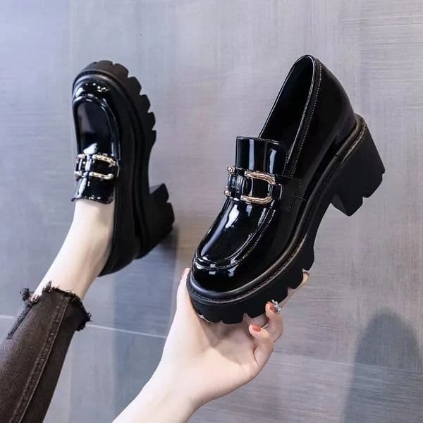 Women Derby Shoes Autumn Slip on Casual Sports Loafers Fur Clogs Thick Sole Shallow Mouth Round Toe British Style 250612