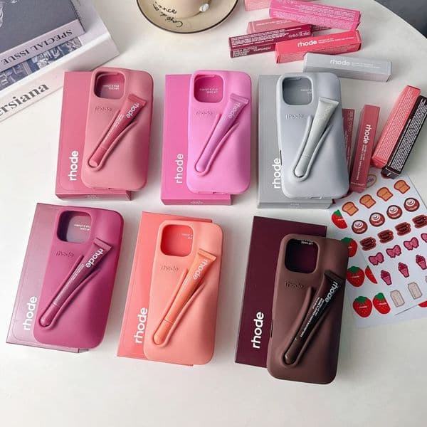 Rhode Phone Cases Lipstick Holder Soft Silione Case For 16 15 14 13 12 11 Pro Max Plus With Box Free Stickers Berry Peptide Lip Tint Cases
