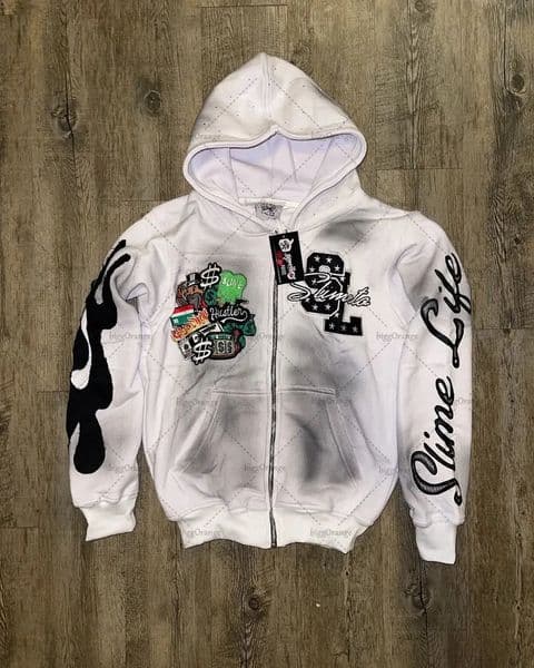 Gothpunk American Street Harajuku Zipper Sweatshirt Personality Letter Flame Embroidery Clothing Oversized Loose Hoodie Couple 250618