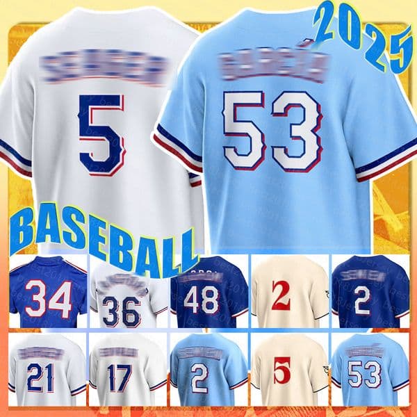 Mens Nolan Ryan Baseball Jerseys Adolis Garcia Corey Seager Jake Burger Jonah Heim Jacob deGrom Josh Jung Wyatt Langford Marcus Semien Nathan Eovaldi Evan Carter