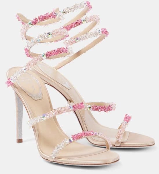 Summer Elegant Bridal Wedding Margot Crystal Sandals Shoes Snake Wrapped Butterflies Strappy High Heels Party Dress Wedding Caovilla Gladiator Sandalias EU35-43