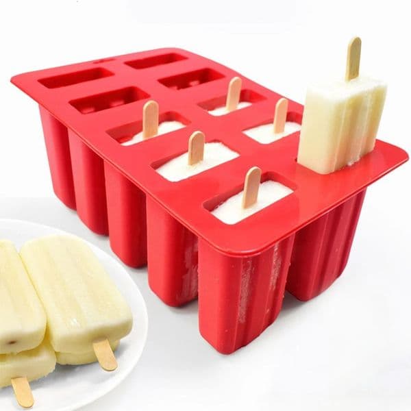 10 Cavity Popsicle Silicone Molds Food Grade Ice Pop Cream Maker Homemade Kitchen Mold Frozen BPA Free 250623