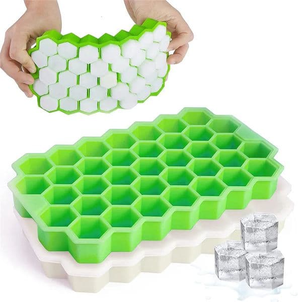Ice Block Mold Honeycomb Silicone Ice Block Ice Tray Mold Reusable Food Grade Ice Maker with Lids for Summer Juice Wine 250623BJ