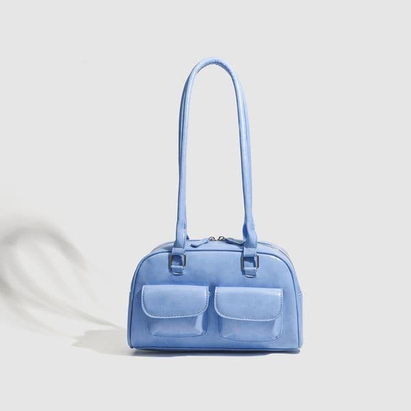 Free shipping designer New Korean Style Fashion Niche Design Single Shoulder Bag Underarm Bag Oil Wax Leather Bag Double Pocket Casual Handbag