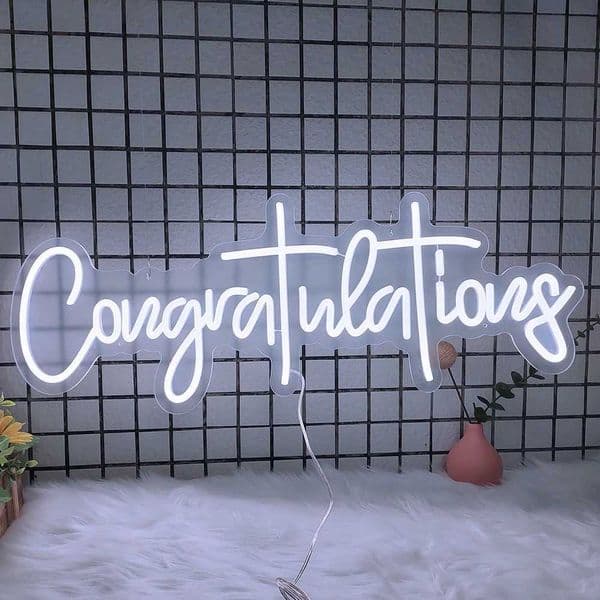 20in 30in Congratulations Decoration Neon Light Congrats LED Banner Sign Light for Class of 2025 Graduation Retirement Party X250623