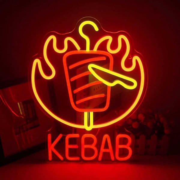 Kebab Neon Sign LED Neon Light Sign USB Powered for Game Room Man Cave Club Bar Shop Wall Birthday Halloween Party Decor Gifts X250623