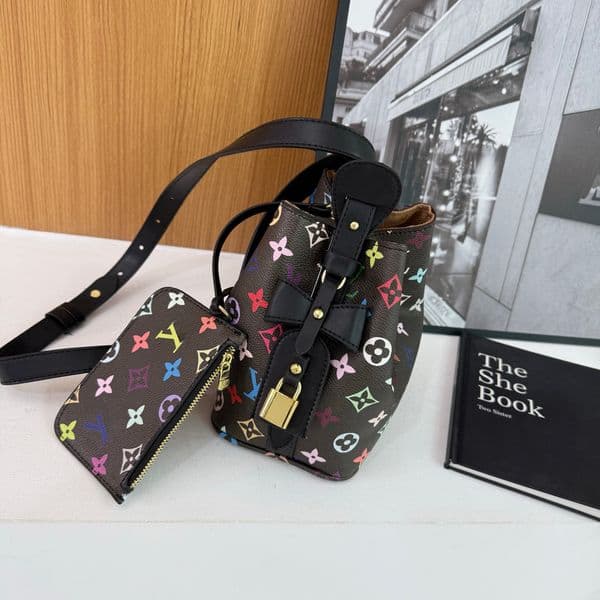Fashionable Print Bucket Bag Set Underarm bag handbag shoulder Crossbody bag,Detachable accessories, spacious interior Great for adding a trendy touch to