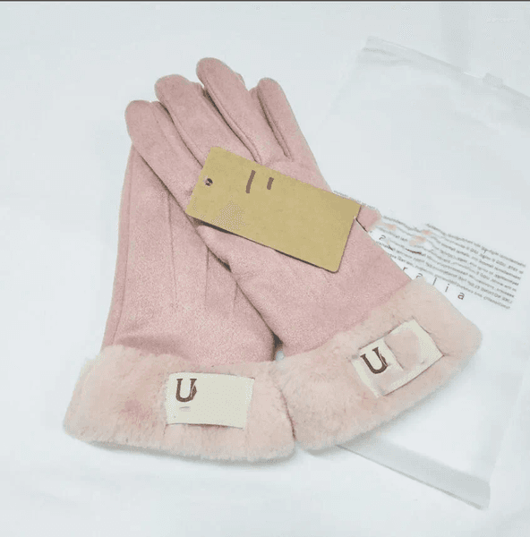 Five Fingers Gloves Women Faux suede Designer Warm Winter For Solid Color Autumn And Fleece