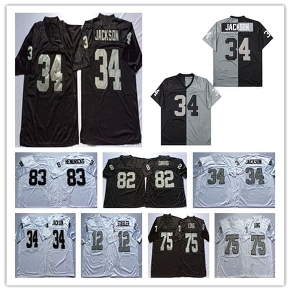 Throwback American Football Jerseys 24 Charles Woodson 42 Ronnie Lott 34 Bo Jackson 32 Marcus Allen 75 Howie Long 77 Lyle Alzado 12 Ken Stabler 83 Ted Hendricks Retro