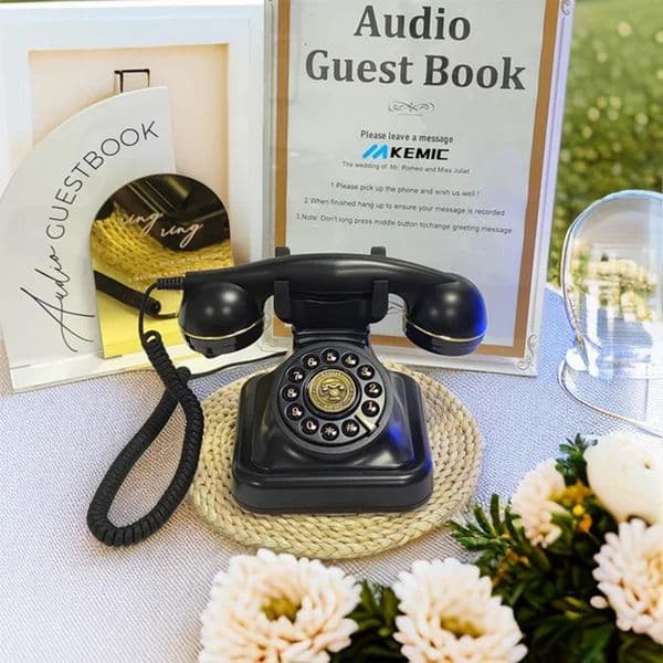 CHEETA Antique telephone Wedding Guest Audio Book Antique Telephone Decorative Recording Phone Audio Guestbook for Wedding 250617