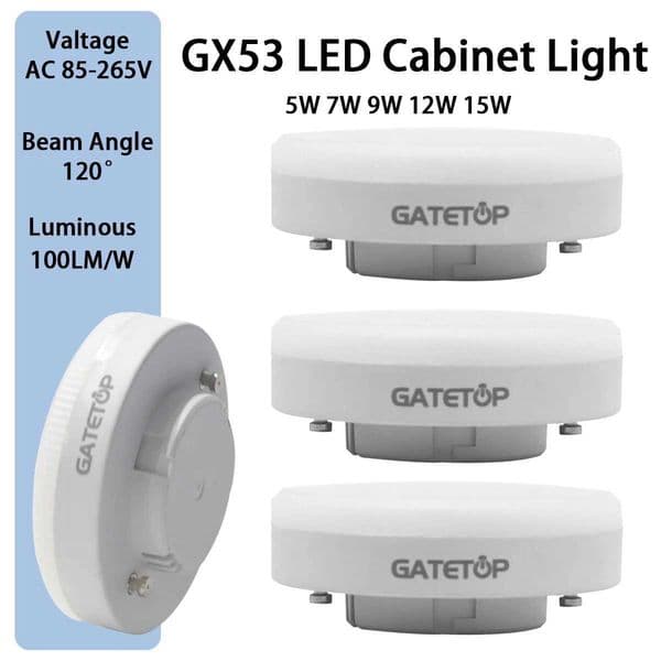 1-15PCS GX53 LED Spotlights Wide Voltage AC85 - 265V 5W 12W 15W Intense Light Source for Wardrobe Cabinet Open-Box Lighting X250623