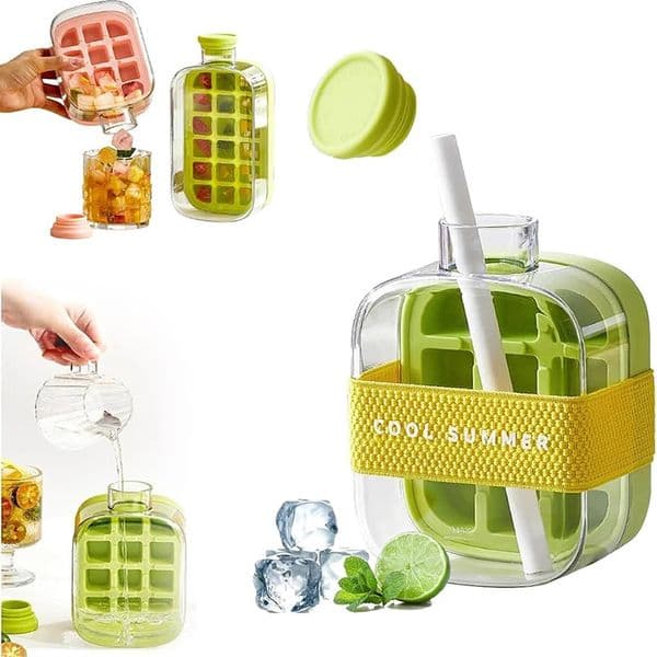500800ML Ice Cube Tray With Straw 2 In 1 Bottle Portable Silicone Maker Reusable Icecup Mold Tool 250623