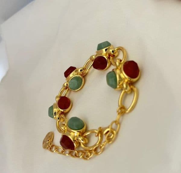 GOOSSENS Colorful Natural Stone Vintage Bracelet Exquisite French Romantic palace Chain Bangle Jewelry Accessories