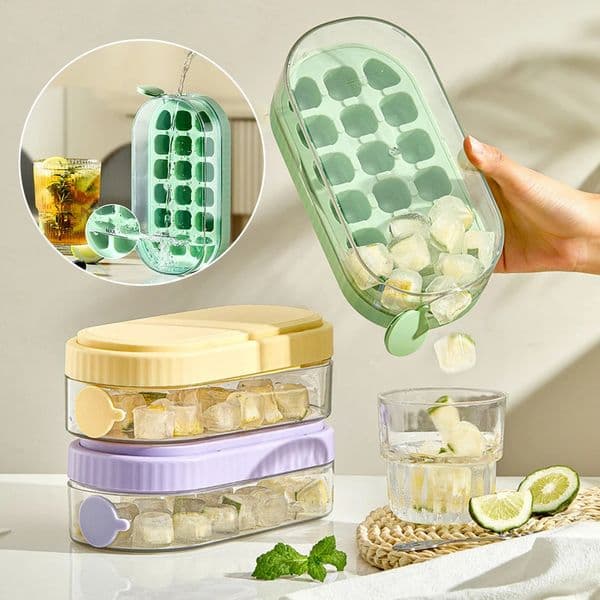 Press Ice Cube Maker Silicone Tray Making Mold with Lid Trays BPA Free Easy Release Freezer Creative Storage Box 250623