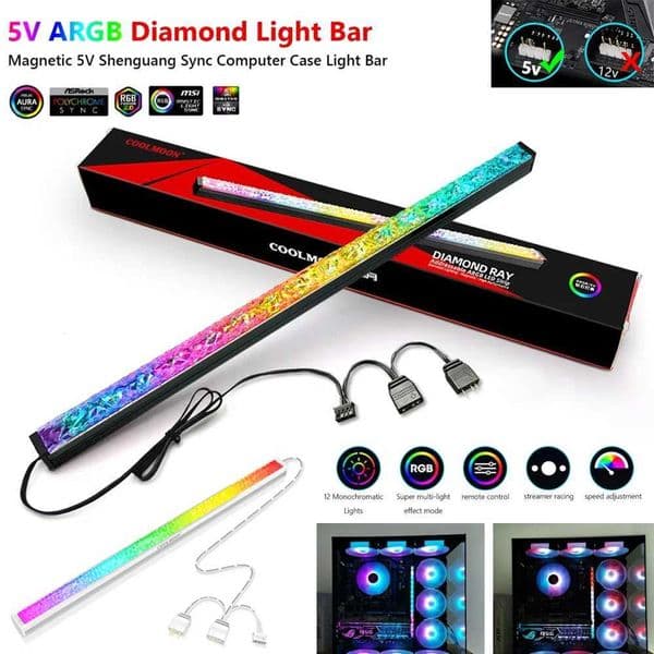 Aluminum Alloy ARGB LED Strip Magnetic Computer Light Bar 5V/3PIN Small 4Pin Motherboard PC Case Light Strip Atmosphere Decor X250623